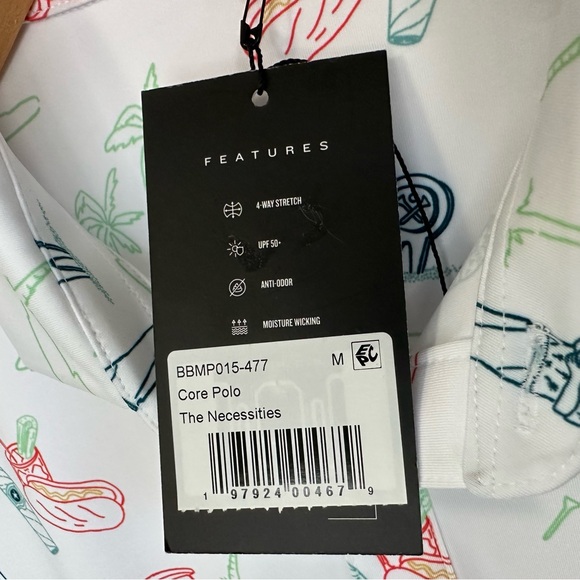 Bad Birdie Mens The Necessities Golf Polo Sz Medium White Short Sleeve Novelty - Picture 8 of 9